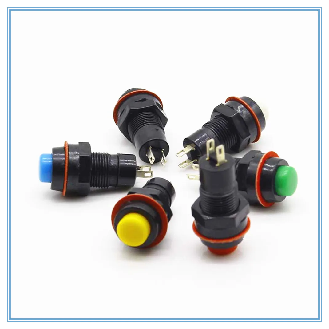 10mm Selbst-Lock /Momentary Taster Schalter Runde Kappe AC 250V/1A Push Button Schalter