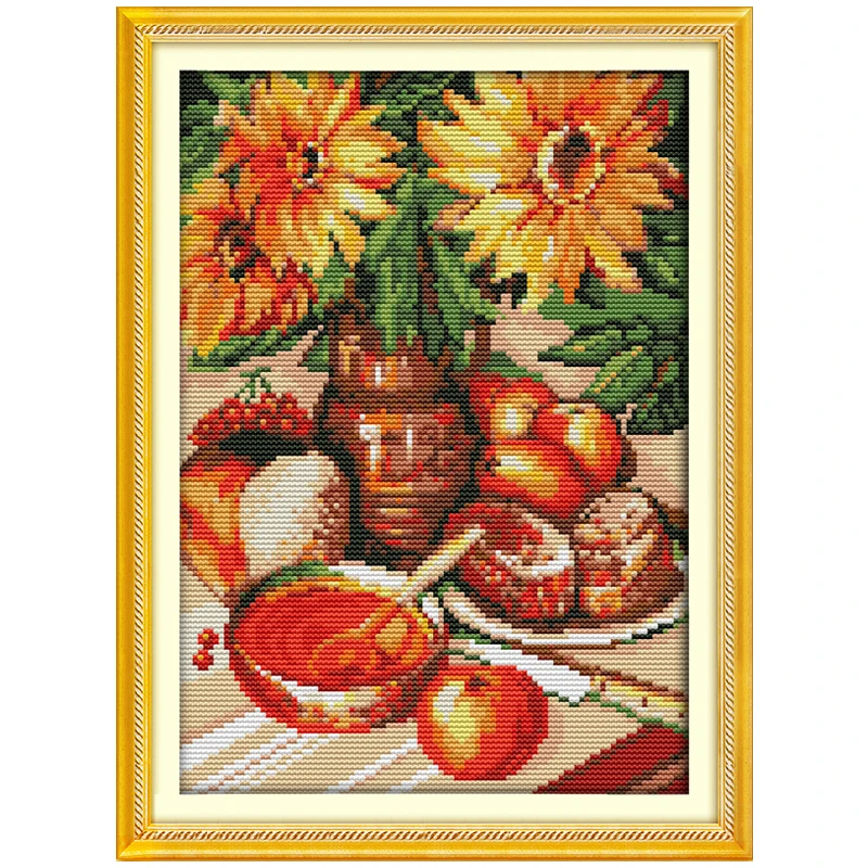 Afternoon Tea Time (2) Patterns Counted Cross Stitch Set DIY 11CT 14CT 16CT Stamped DMC Cross-stitch Kit Embroidery Needlework