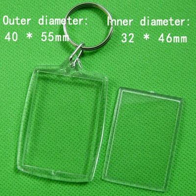 

50Pcs/lot Rectangle/Heart/Round Styles Transparent Blank Acrylic Insert Photo Picture Frame Keyring Keychain DIY Split Ring Gift