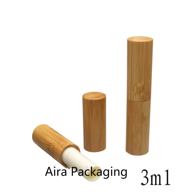 10szt/lot Slim Bamboo Wooden Lip Balm Tube 3ML Lip Beauty Tool Empty Cosmetics Lip Rouge Filler Lipstick Tubes Makeup Container