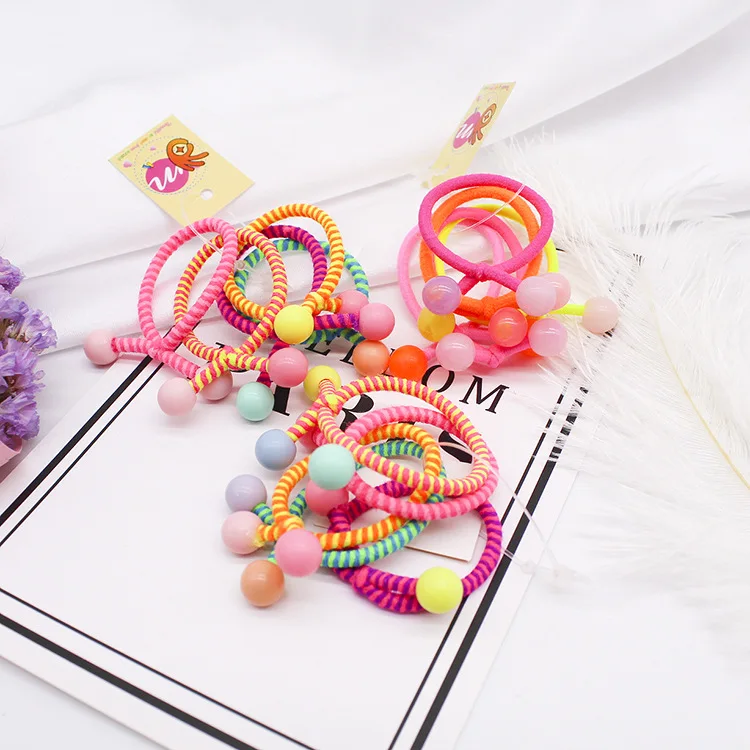 10Pcs / Lot Candy Fluorescence Colored Hair Holders High Quality Rubber Bands Hair Elastics Accessories Girl Women Tie Gu