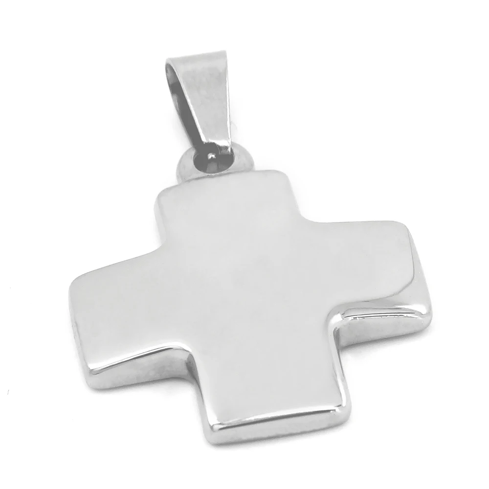 RINYIN Women Fashion Jewerly High Quality Polish T@CO Fat Cross Pendant Stainless Steel Necklace Links Chain 18\