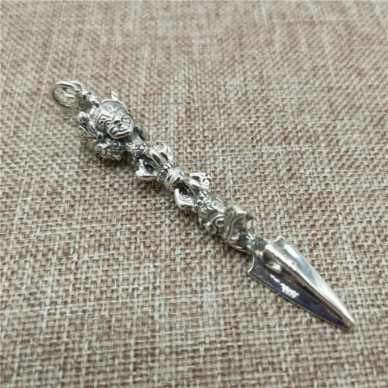 925 Sterling Silver Trimurti Phurba Pendant