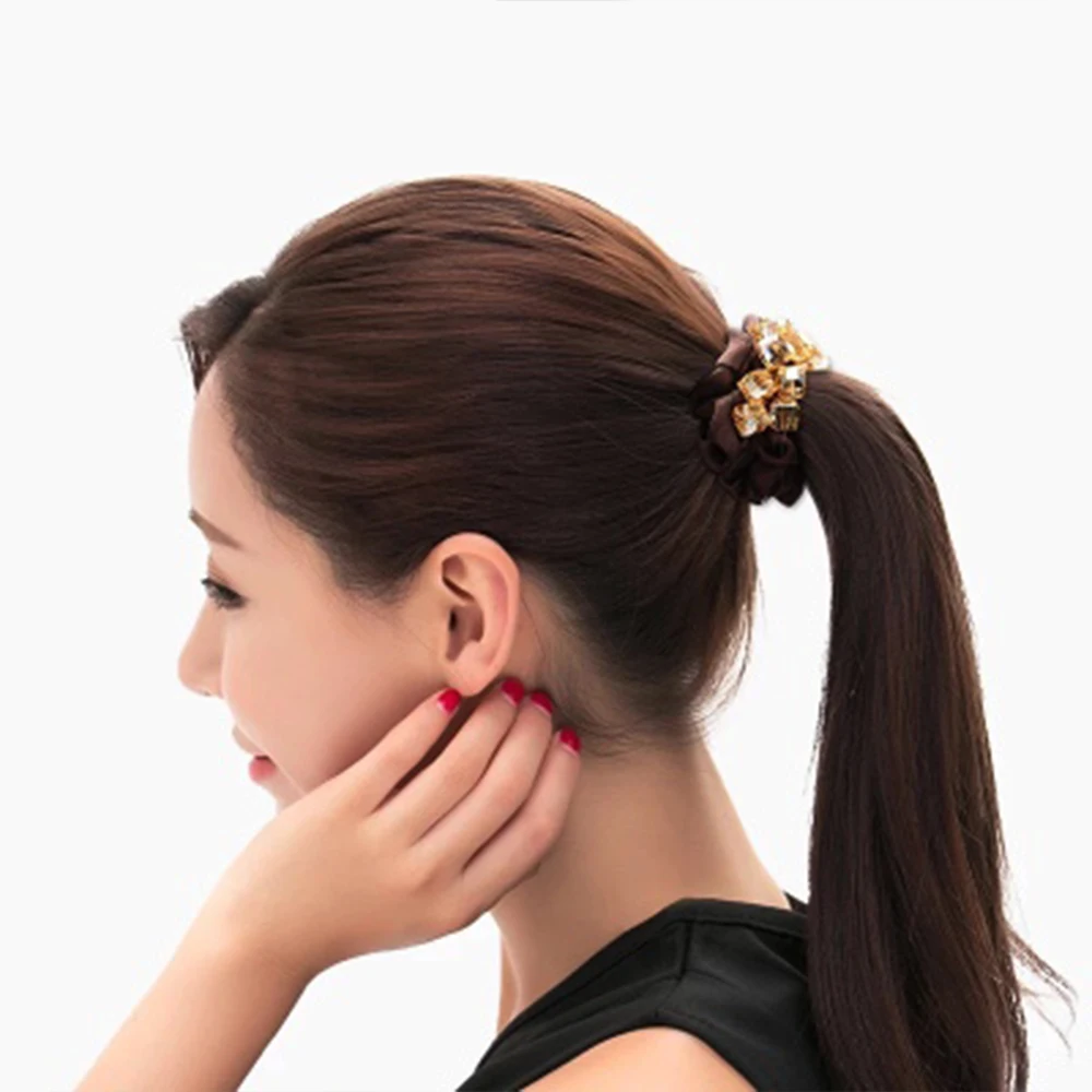 Women headwear elastic hair bands cute hair rope korean hair tie crystal hair band accessories for women