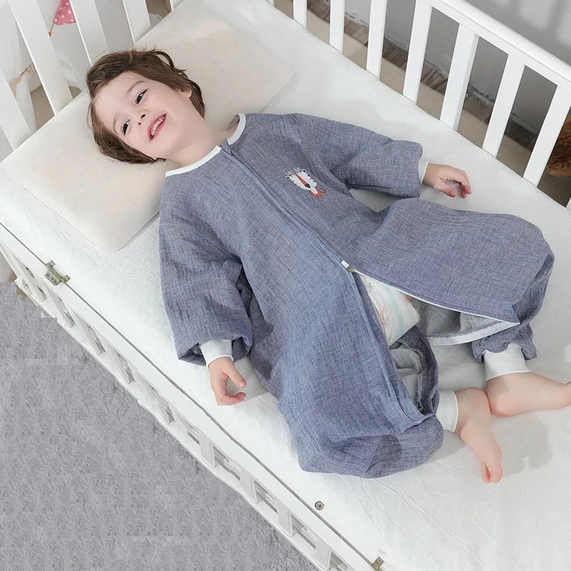 Double-layer Gauze Baby Sleeping Bag Split Leg Kick Proof Sleepsack Jumpsuit Children Pajamas Swaddling Wrap Newborn 5 Colors