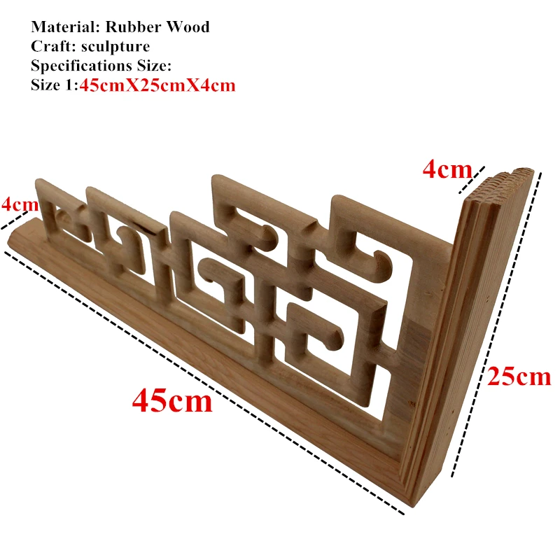 Chinese Style  Home Wedding  Accessories Furniture Appliques Wood Carving Corner Wooden Decor Frame Wall Door Woodcarving Decal