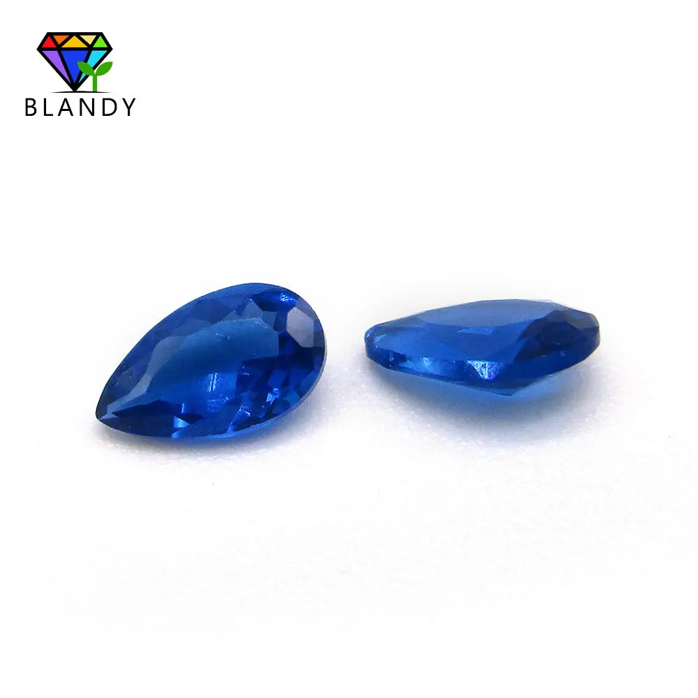 Free Shipping 3x5mm~13x18mm Pear Shape Brilliant Cut #113 Blue Stone Synthetic Gems for Jewelry