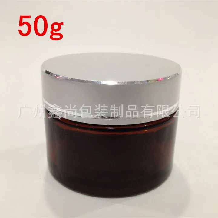

50 г коричневый/Янтарная стеклянная банка для крема с Матовая серебристая алюминиевая крышка, 50 г Косметические Баночки, упаковка, оплату за образц мы принимаем через системы/Крем для кожи вокруг глаз, 50 г бутылка