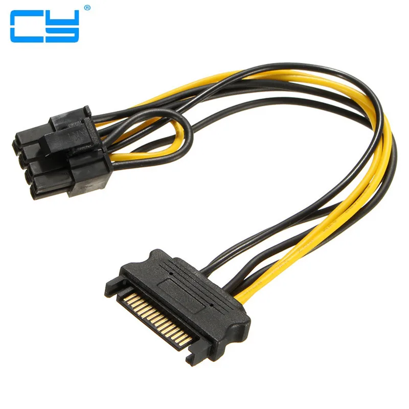 10pcs 15pin SATA male to 8pin(6+2) PCI-E Power Supply Cable Cable 20cm SATA Cable 15-pin to 8 pin cable