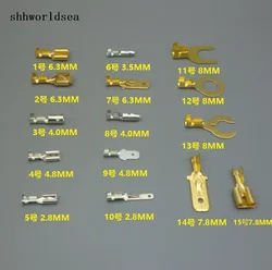 shhworldsea 50PCS 2.8MM 4.8MM 6.3MM 4.0MM 8MM 7.8MM 15 kinds model copper auto Terminal Connector auto car terminals