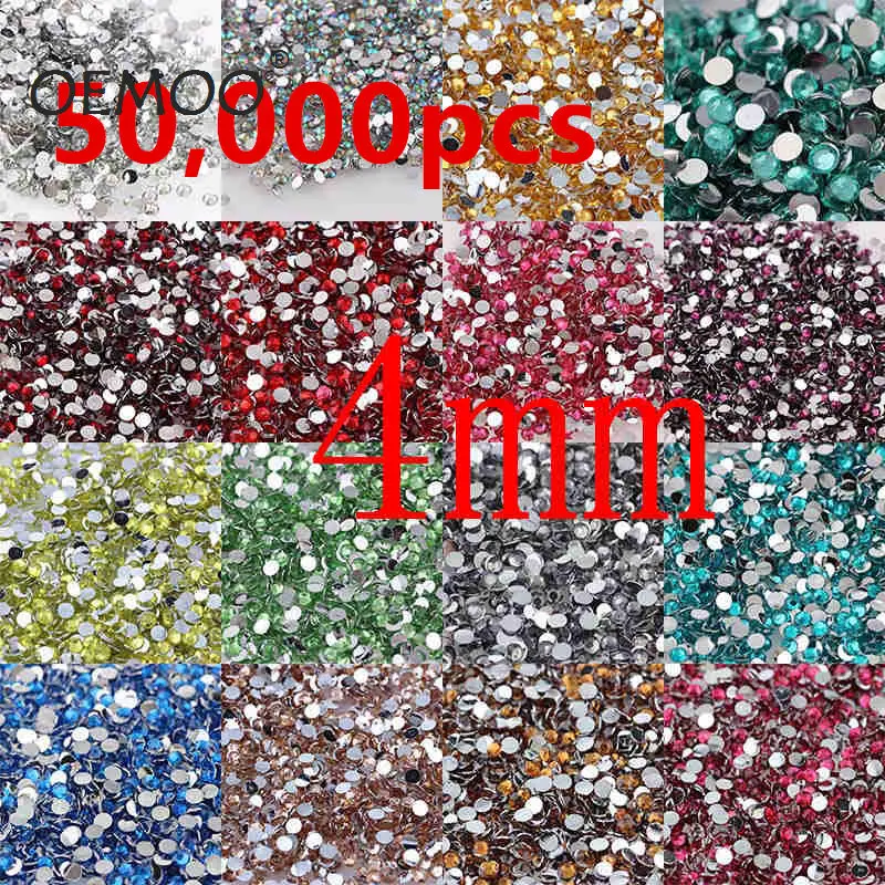 50000pcs 4mm pink rose clearAB sapphire bule smoke balck Round Resin Flatback Rhinestones For DIY Nail Art Jewelry Decorations