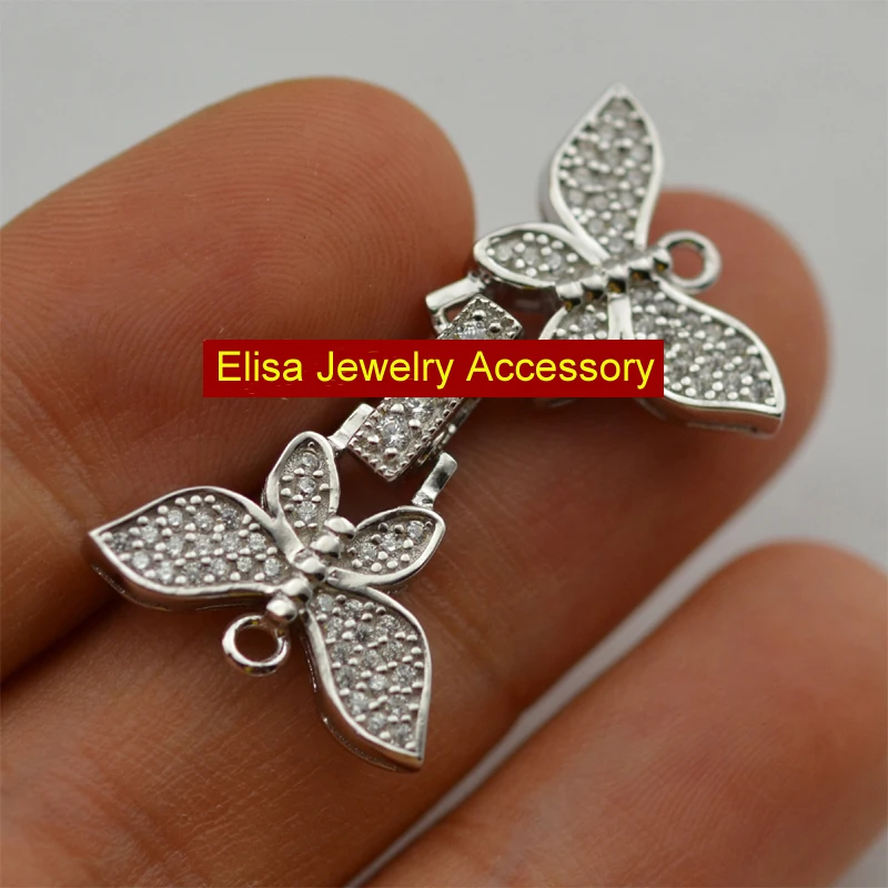 S925 Sterling Silver Butterfly Clasp For Necklace or Bracelet Women DIY Pearl Jewelry Clasp 3Pieces/Lot