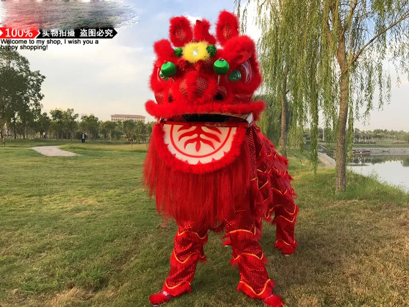 Costume de danse du Lion chinois, costume de cosplay traditionnel de fête scolaire, costumes de lion de taille adulte