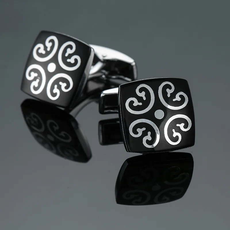Fashion Men\'s Cufflinks Stainless Steel Business Cufflinks For Gentlemen steel Stamping Cuff Links Hand engraving Men Jewelry