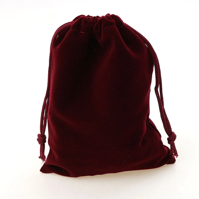 10*12cm 30pcs Wine Red Jewelry Velvet Bags For Packing Gifts Handmade Diy Women Jewellery Pouches Flannel Bag Drawstring Bag