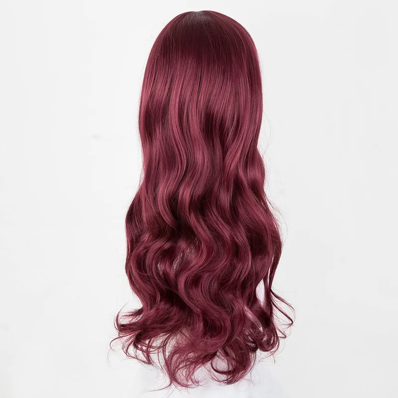 Burgundy Wigs Fei-Show Synthetic Heat Resistant Fiber Long Curly Hair Inclined Bangs Peruca Women Cos-play Salon Hairpiece