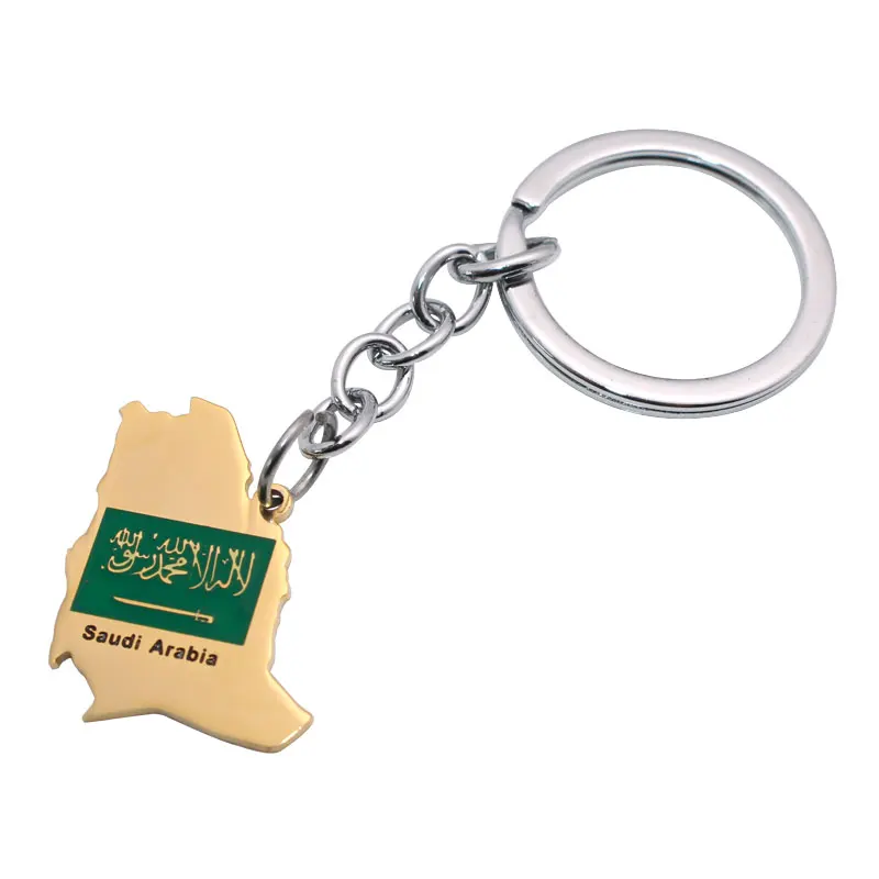 zkd saudi arbia map saudi arbia flag Key Chains stainless steel key ring