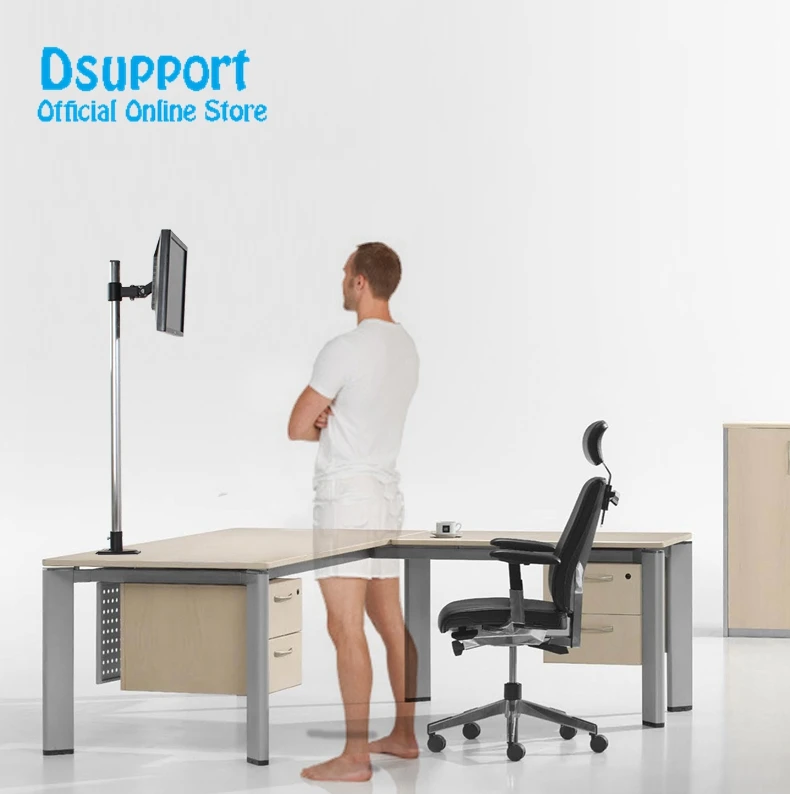 

Super-high Desktop Sit-Stand 17-27 inch Monitor Holder Stainless Steel TV Mount Stand Column Height 90cm Loading 10kgs