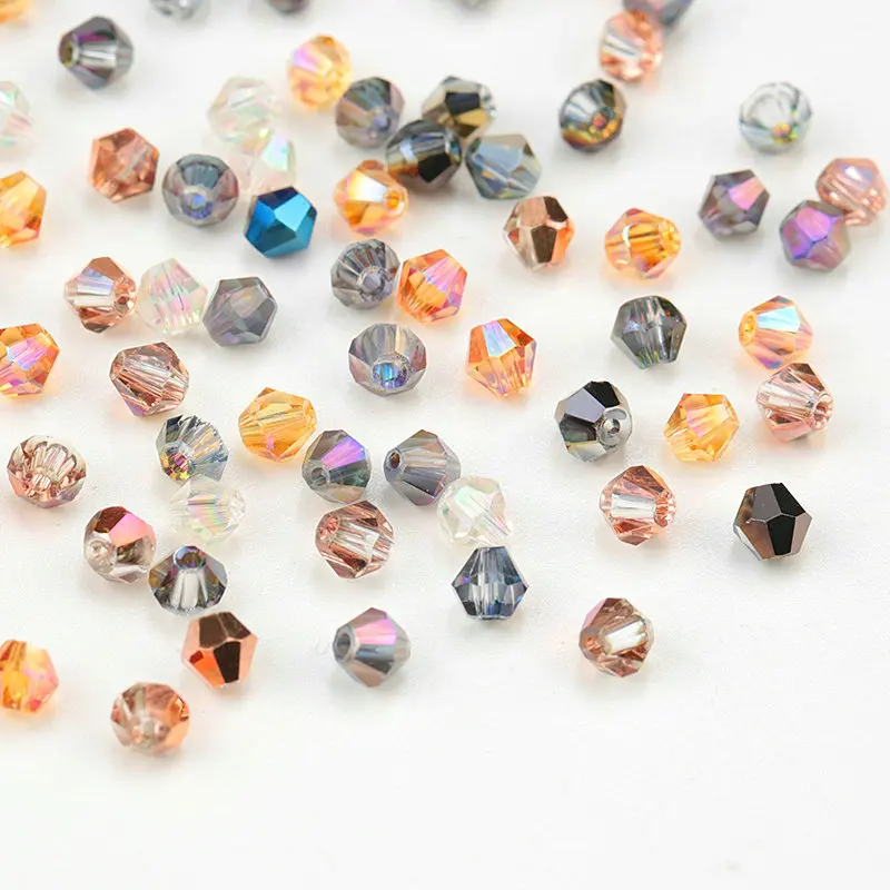 4mm Shiny AB color Crystal Bicone Beads Glass Jewelry Beads Loose Spacer Beads earring bracelet making Jewelry Accessories DIY