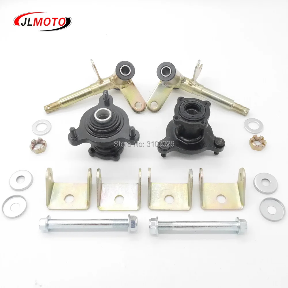 1SET Steering Strut Knuckle Spindles with Brake Disc Wheel Hubs Fit For China ATV 49cc 50cc 110cc UTV Golf Buggy Quad Bike Parts