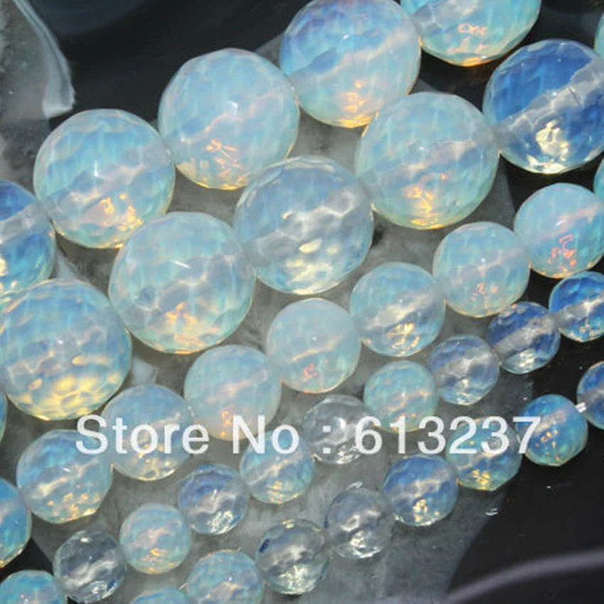 Faceted round white opal moonstone crystal 4mm 6mm 8mm 10mm 12mm 14mm 16m charms wholesale loose beads jewelry 15 inch GE4010