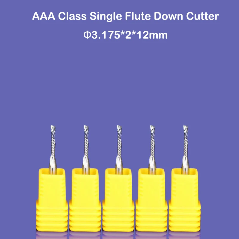 10pcs 3.175x2x12mm Down cutter left-helical one flute left spiral carbide cnc router bits end milling,woodworking, Plywood,MDF