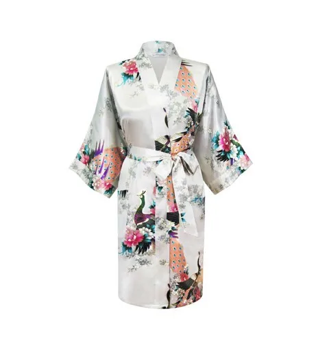 2015 Silk Kimono Robe Bathrobe Women Satin Robe Robe Longue Femme For Women Night Sexy Robes Night Grow For Bridesmaid Summer