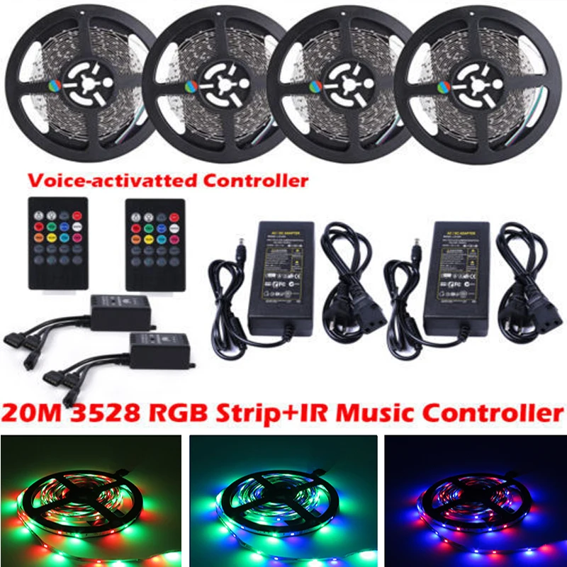 

Светодиодная лента 3528/2835 RGB 5 м 10 м 20 м + ИК-пульт дистанционного управления 20 клавиш + блок питания 12 В 2 а/12 В 5 А