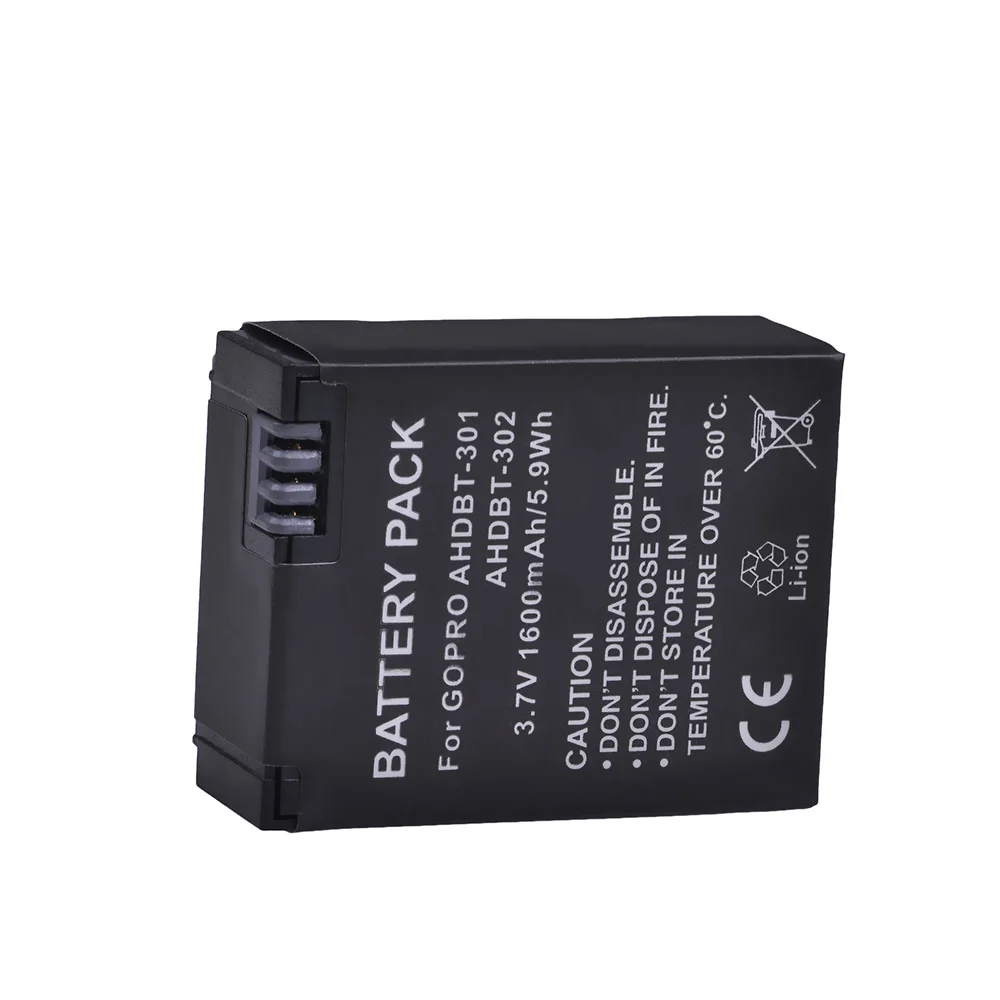 1600mAh AHDBT-302 Battery/LED Charger for GoPro Hero3, Hero3+ Silver/Black,GoPro AHDBT-201,AHDBT-301,AHBBP-301