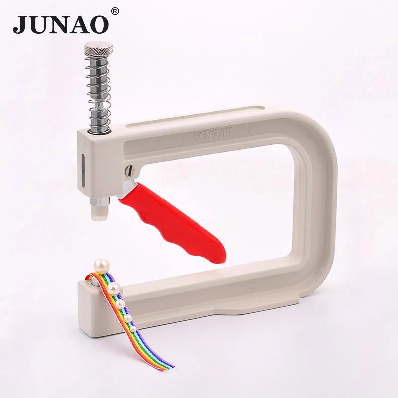 JUNAO 4 5 6 8 10 12mm White Pearl Setting Machine Manual Punching Machine fo Rivet Hand Press Tools for Sewing Crafts Supplie