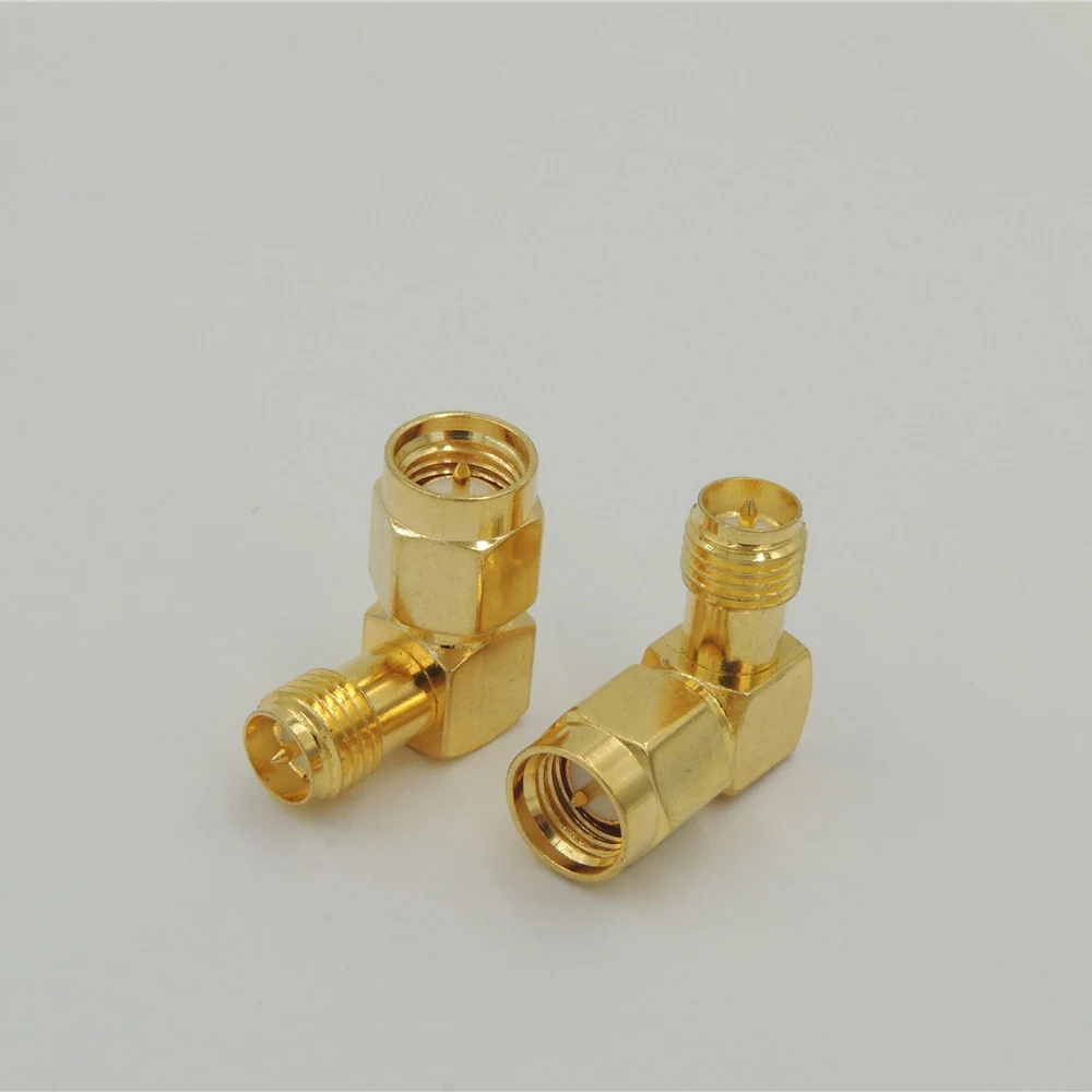 

100PCS SMA male plug to RP-SMA female jack Adapter right angle in series RF connectors