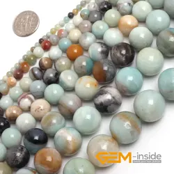 Natural Stone Multi-color Amazonite Round Beads For Jewelry Making 15