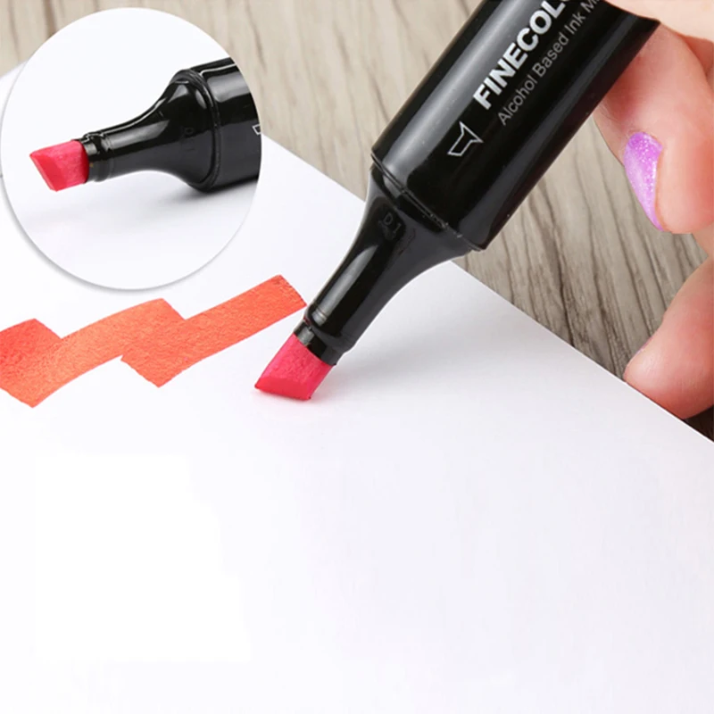 Finecolour EF102 Double-headed แปรงนุ่ม Professional Sketch Drawing Art Markers ปากกา