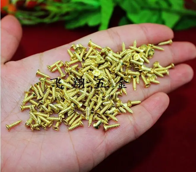 300pcs/lot Wholesale hardware screws imitation screws small wooden crafts golden patina screws common Small  2*6; 2*8; *10 2 mm