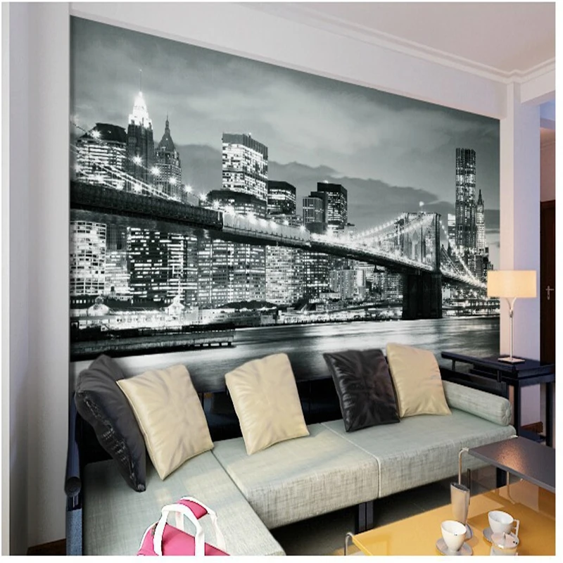 beibehang Custom photo wall mural 3D stereo black and white building city wallpapers living room hotel sofa background wallpaper