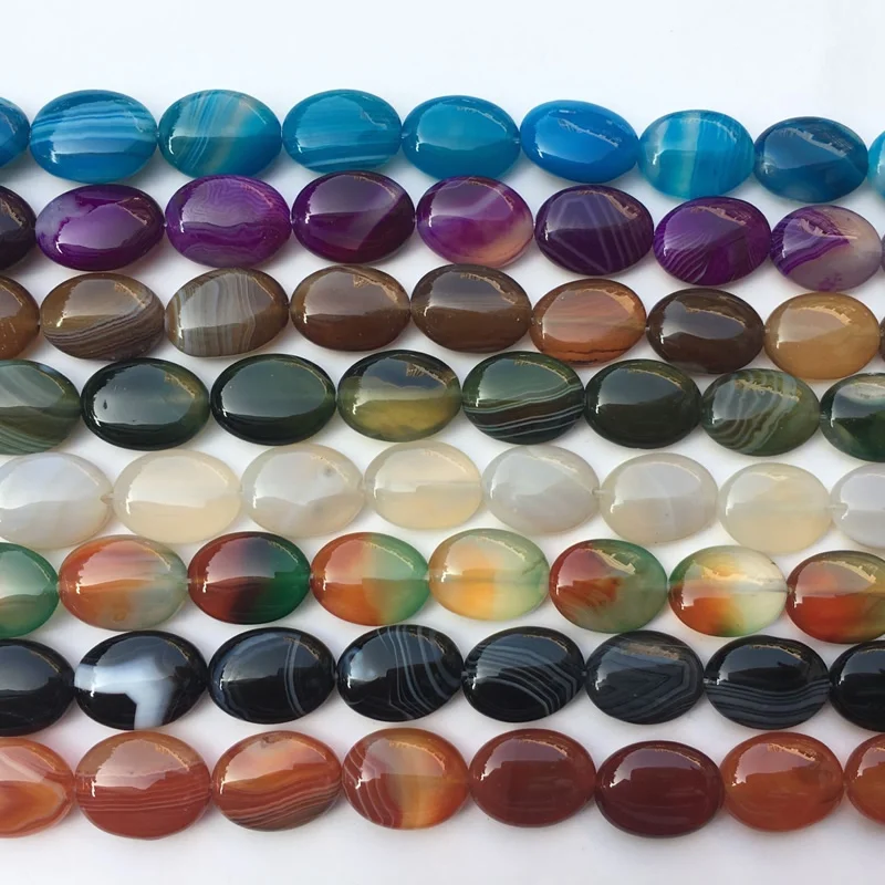 Onyx beads with 15X20mm oval stripe are available in a variety of colors for DIY charm bracelet and agat necklace jewelry making
