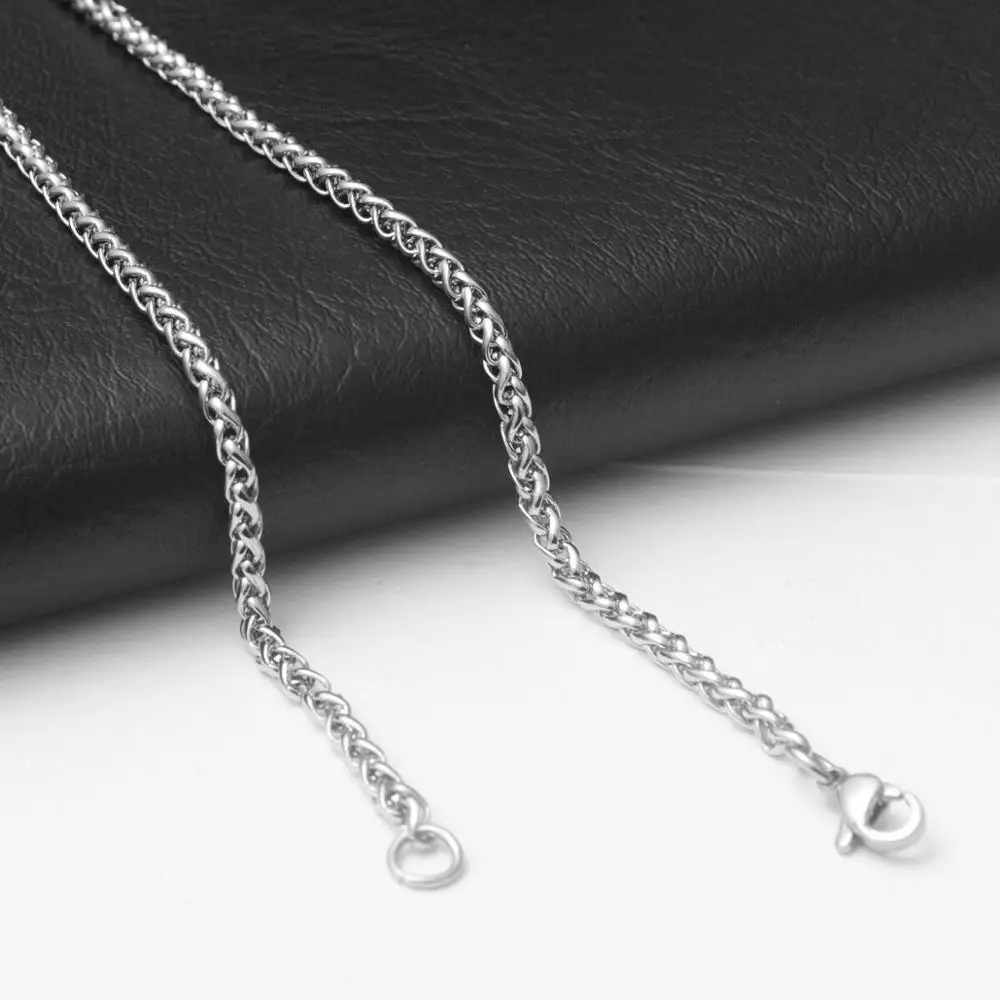 Wholesale Jewelry --  50/60/70/80/90 cm Stainless steel White Long Weave Chain Necklaces for Men Fashion Jewlery No Fade