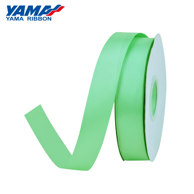 YAMA 25 28 32 38 mm 100yards/lot Double Face Satin Ribbon Light and Dark Green for Party Wedding Decoration Handmade Rose Flower