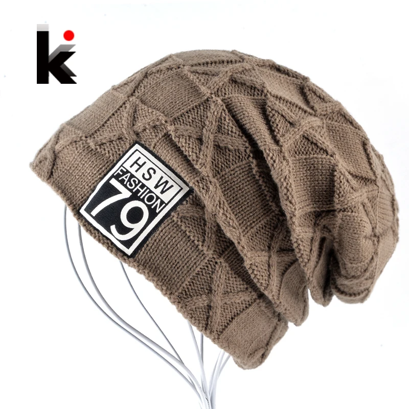 2018 Winter Beanie Bonnet Hat For Men Warm Knitted Wool Solid Cap Women Double Layer Thick Knitting Skullies Gorros Hip Hop Muts