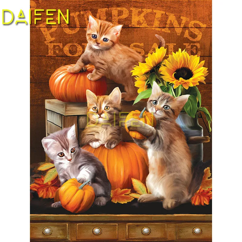 Full Square Diamond mosaic cats sunflower pumpkin box  5D DIY Diamond embroidery Full Round Diamond painting Cross stitch