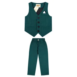 2019 Spring Autumn Children Vest Pants 2Pcs Clothing Sets Kids Formal Suits Boys Girls Gentleman Wedding Performance costume