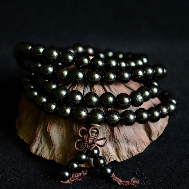 6mm 8mm 10mm 12mm *108 Beads Ebony Wood Buddhist Buddha Meditation Prayer Bead Mala Bracelet Women Men Yoga Jewelry