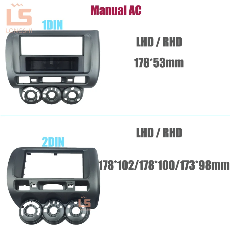 LONHSHI Car Stereo Audio Fascia Frame Adapter For Honda Fit City Jazz 2006  7