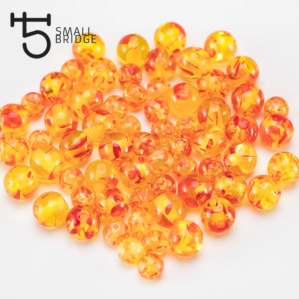8mm Gold Color Plastic Acrylic Beads For Jewelry Making DIY Bracelet Material Round Resin Spacer Beads Wholesale Q201