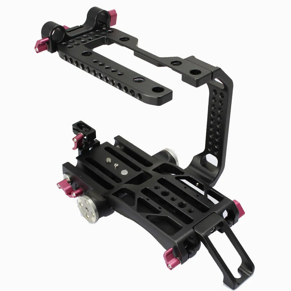 HONTOO 15mm Baseplate Camera Rig Cage with Top Handle For SONY FS7 Kit FS7 Support Bracket Cage