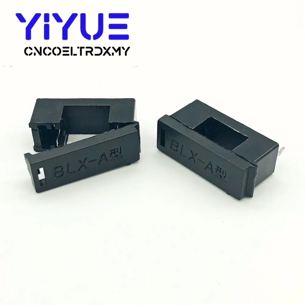 10Pcs 5x20mm Fuse Holder With Cover Chassis/Panel Mount BLX-A Black For PCB Board