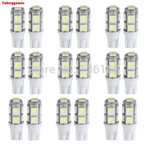 Free Shipping On sale!!!10Pcs Bombilla Lampara Luz Blanco T10 9 LED 5050 SMD para Coche Bajo Consumo