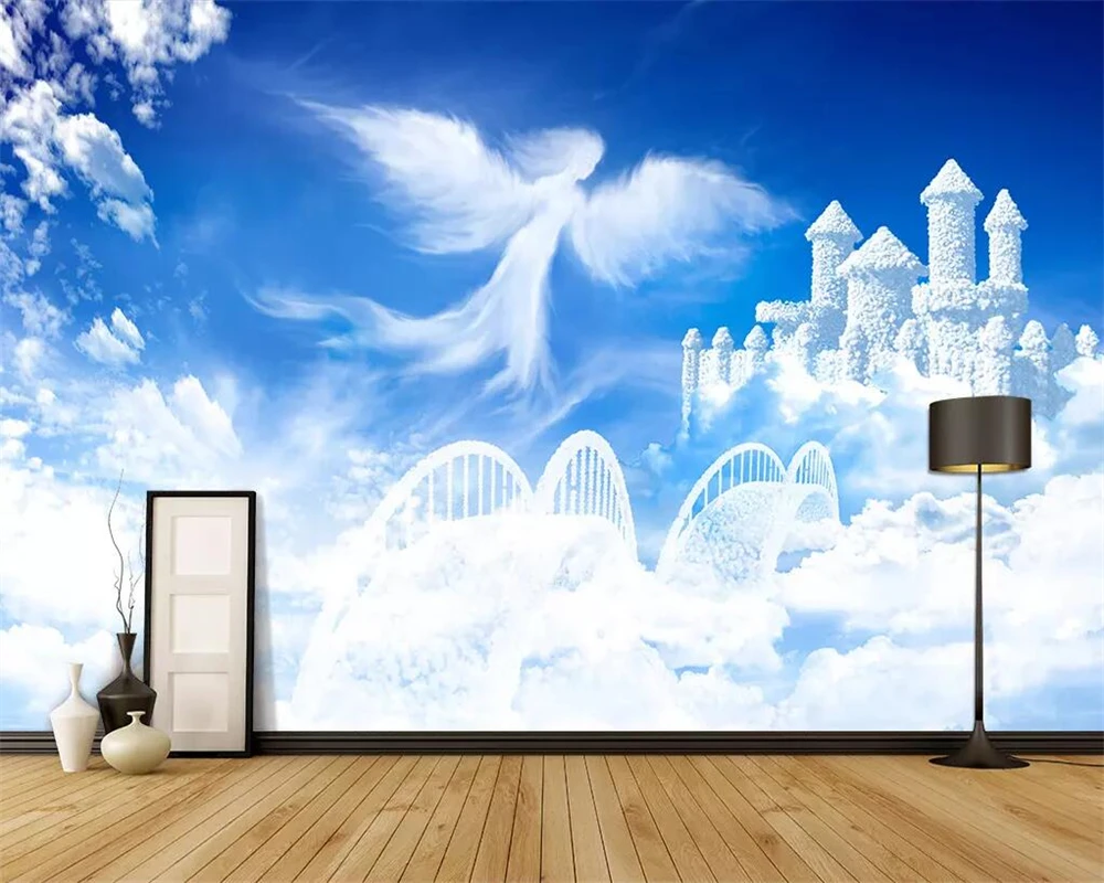 

Blue sky and white clouds landscape mural wallpaper home decoration living room bedroom TV background 3d wallpaper