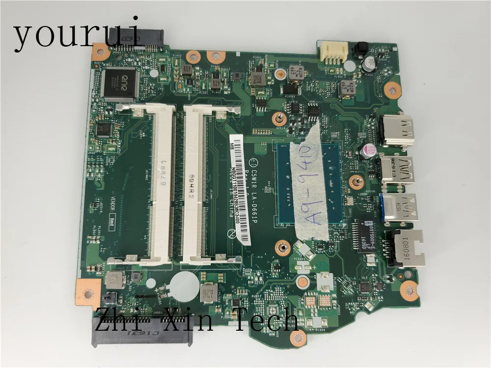 

yourui NBGGT11001 NB.GGT11.001 LA-D661P Main board For Acer Aspire ES1-523 Laptop Motherboard A9-9410u CPU DDR3 Fully Tested