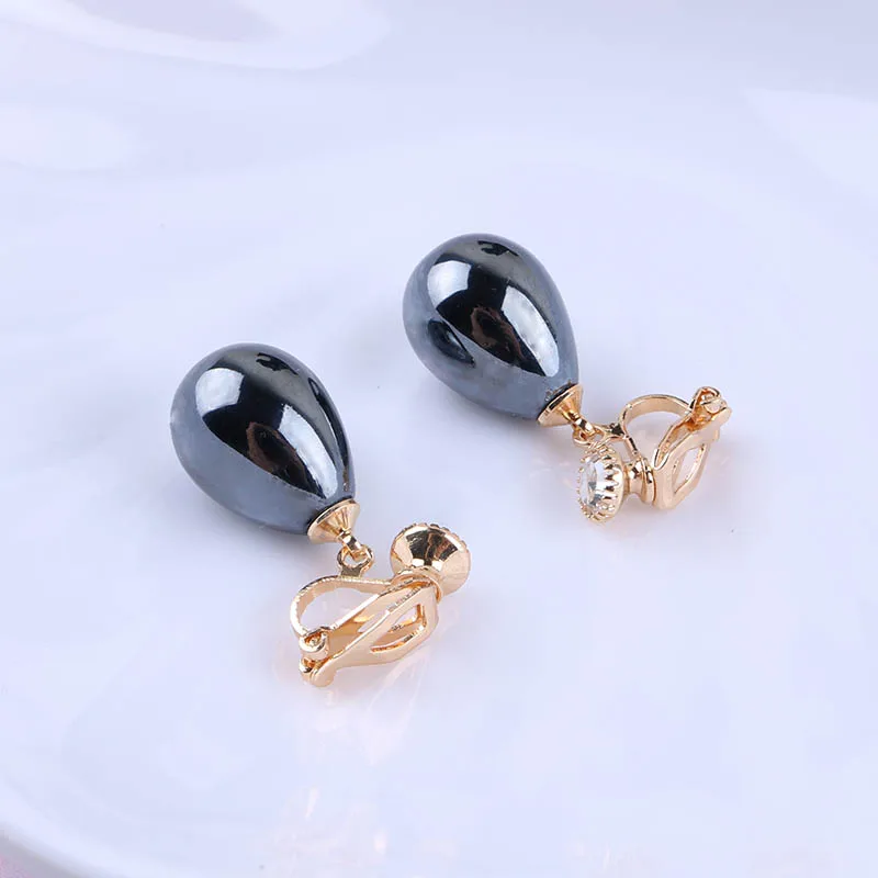 Luxury High Light Spring Colour Resin Waterdrop Clip on Earrings for Women Girl Party Without Pierced Favorite Fashion Jewelry